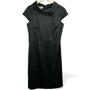 London Times Collard Black Retro Sheath Dress Size 6